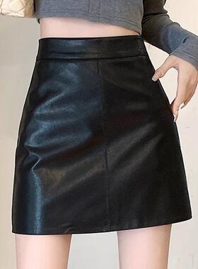 黑色小皮裙半身裙女2025秋冬季新款高腰显瘦小皮短裙防走光包臀裙