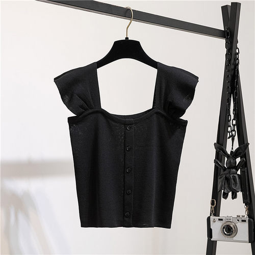 2021 summer short all-match tube top slim knitted vest小背心