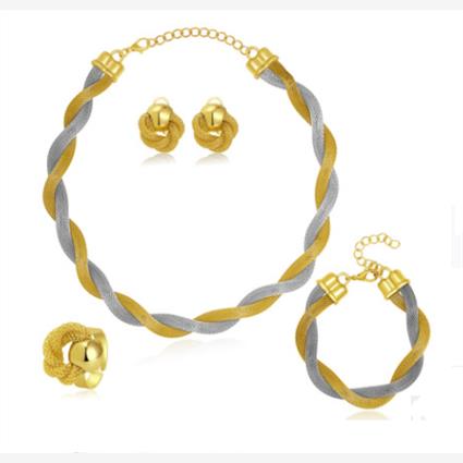 项链4件套Ladies Gold Necklaces women earrings Sets accessory