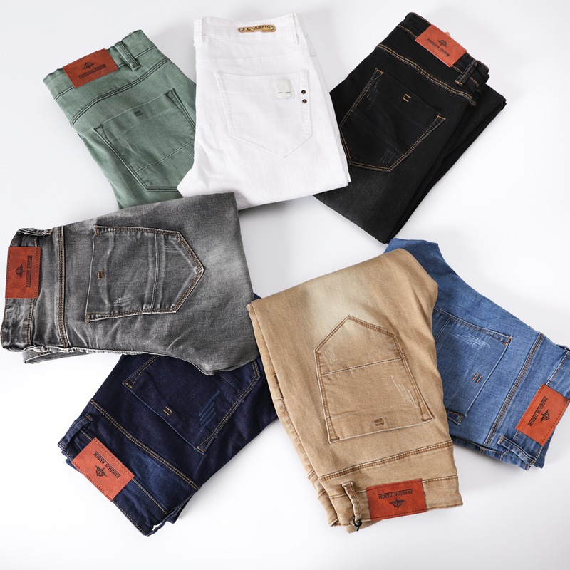 Summer Men's Stretch Slim Denim Trousers夏季男弹力修身牛仔裤