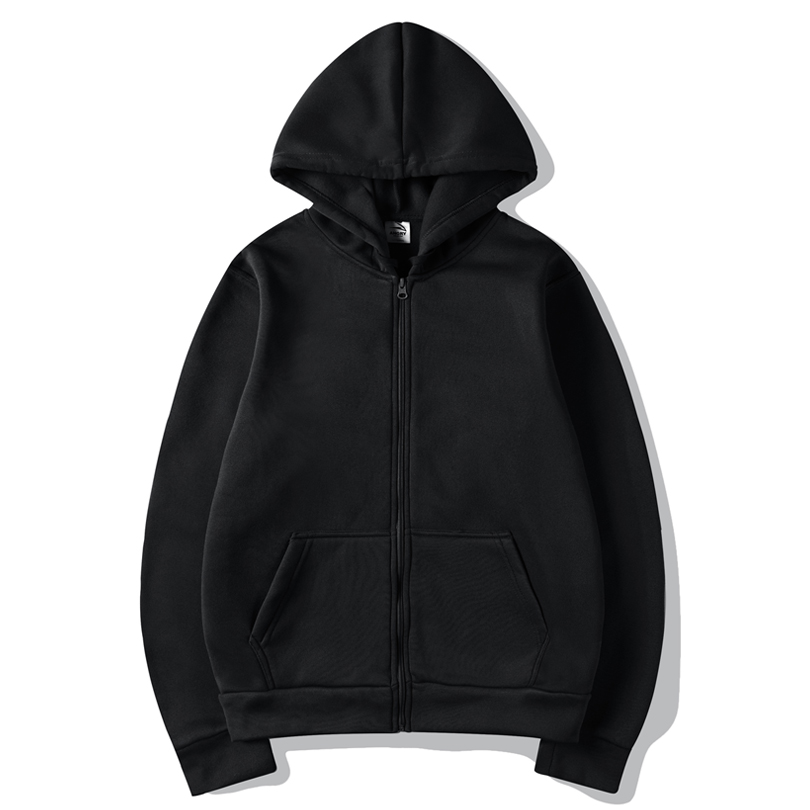 Casual Sports Solid Zip Hooded Jacket  休闲运动拉链连帽外套