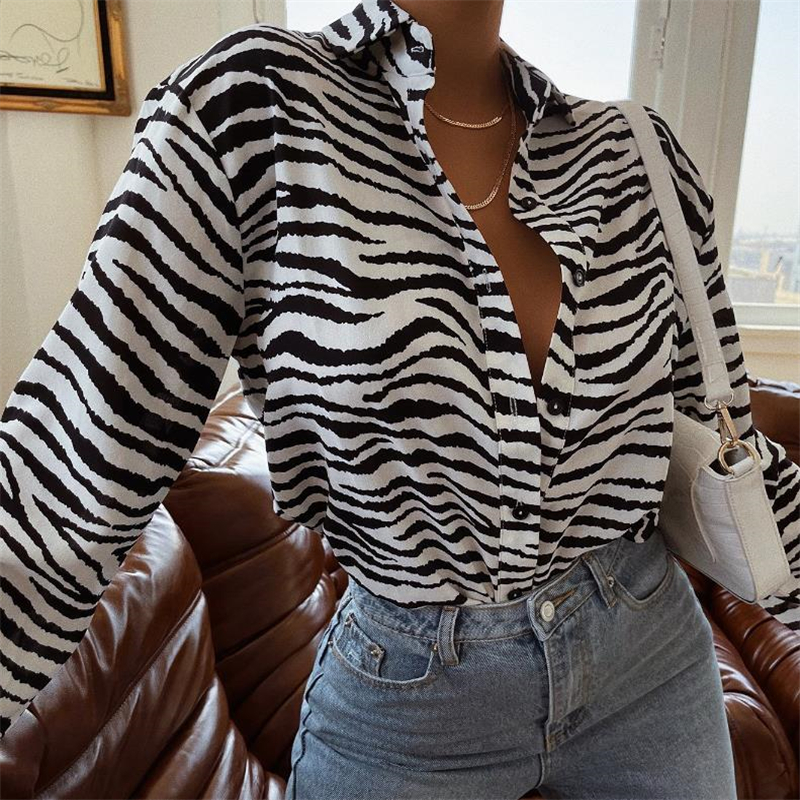 Long Sleeve Striped Print Lapel Cardigan长袖条纹翻领女士开衫