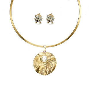 pearl necklace women set jewelry金色欧美锁骨链珍珠项链耳钉
