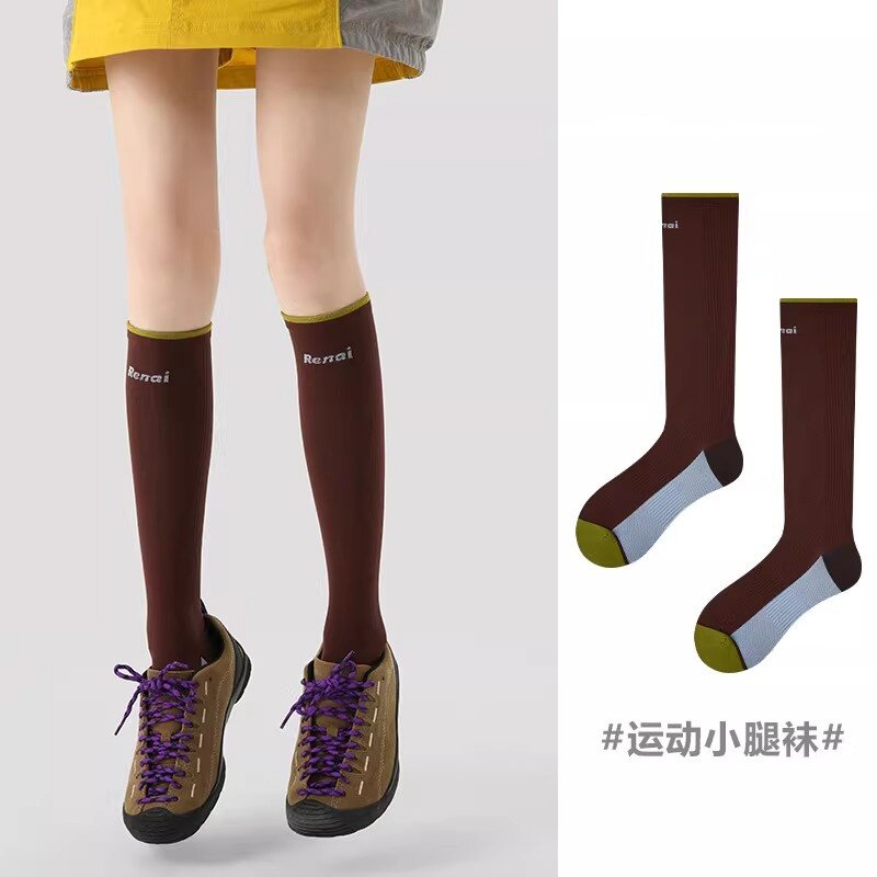 LULU VURU压力运动普拉提小腿袜女透气健身长筒袜瑜伽跑步袜子