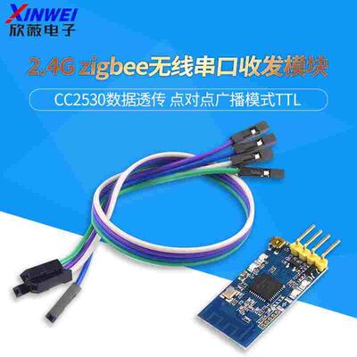 2.4G zigbee无线串口收发模块 CC2530数据透传 点对点广播模式TTL