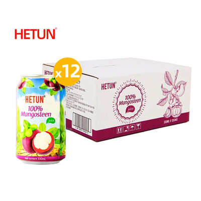 【越南进口】HETUN山竹汁330ml*12罐NFC非浓缩还原100%果汁0糖0脂
