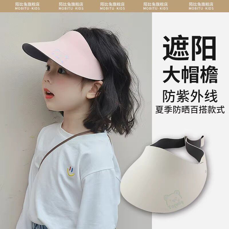 德国儿童防晒帽女童薄款空顶遮阳帽女孩夏天大帽檐太阳帽宝宝帽子