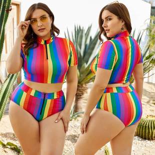 Sexy High Waist Bikini Swimsuit plus size fat Women Swimwear