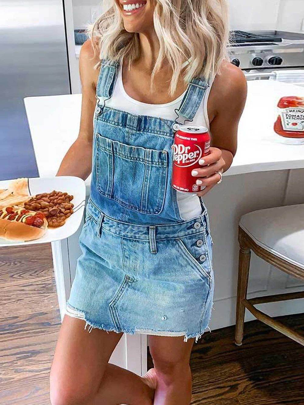 Women denim skirt suspender skirt slim suspender skirt dress
