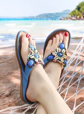 Sandals Women Rhinestones Flip Flops Slippers Big Size 44 45