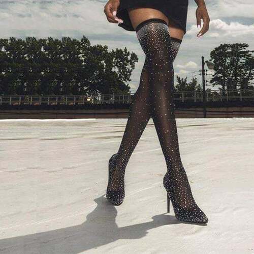 过膝长靴上钻高跟靴43码women high heel boots Knee-high boots