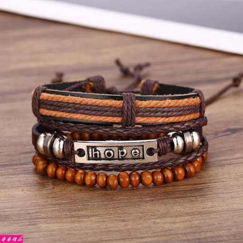 Men leather bracelet man punk new bangle male Bracelets set