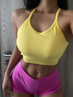 欧美运动背心带胸垫工字美背健身小吊带吸汗透气瑜伽文胸针织外穿