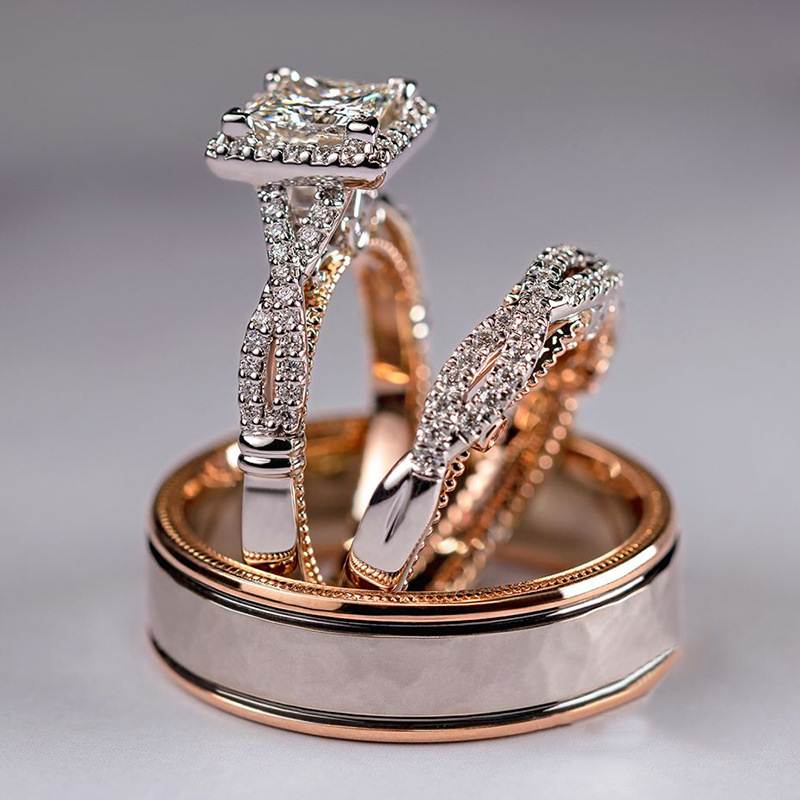 Diamond engagement ring Women gift Jewelry female ring set