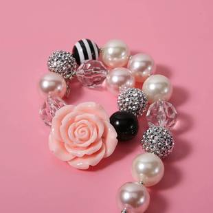 pearl kids choker necklace 新 flower cute pink children girl