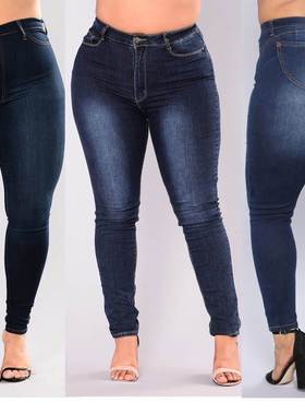 fat women plus size jeans for ladies denim pants大码牛仔裤