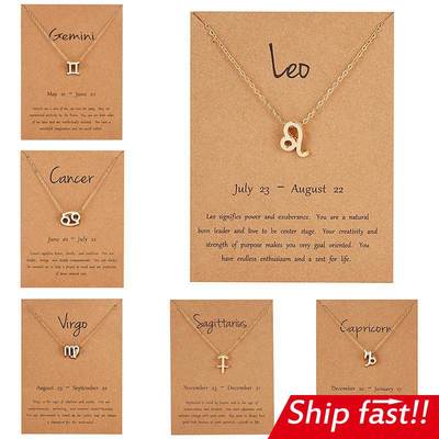 Zodiac women necklace alloy gold silver gift couple girls