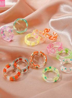 Acrylic fruit rings creative transparent resin ring female