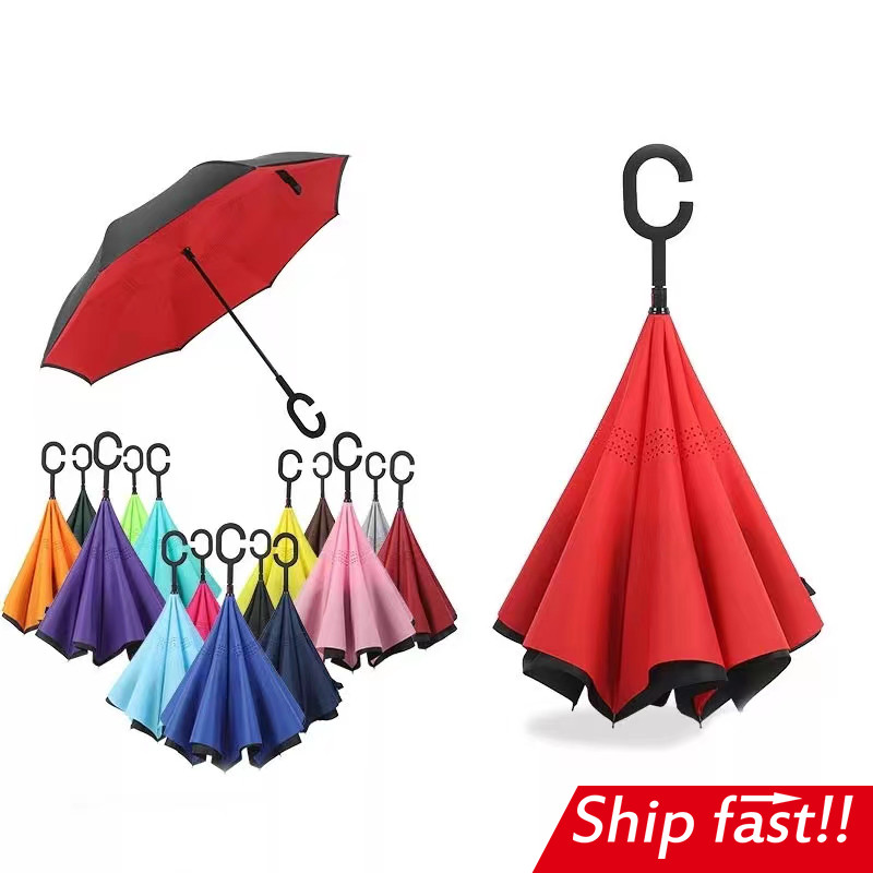long shank double layer inverted umbrella windproof golf