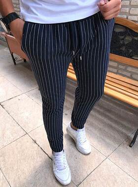 5XL Striped Pencil Pants Men 2019 Casual Drawstring Trousers