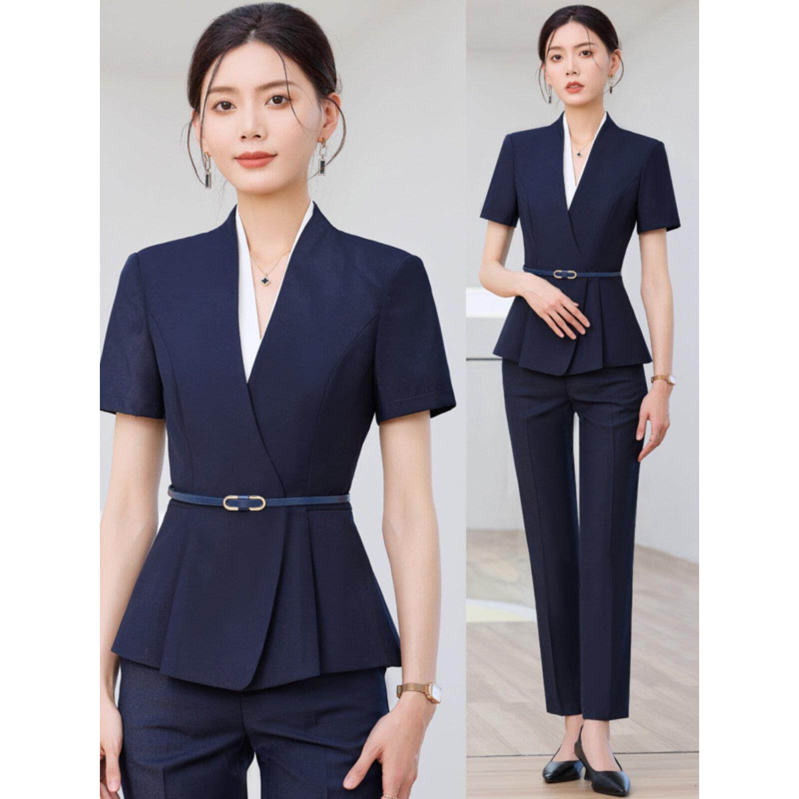 夏季短袖西装套装女酒店经理珠宝店工作服高端美容师案场客服工装