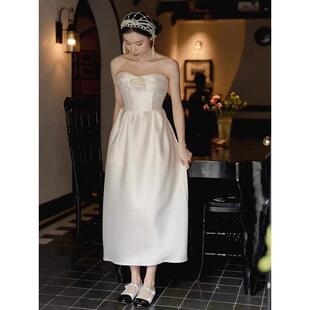 抹胸轻婚纱新娘旅拍外景出门纱迎宾简约小众公主风婚纱礼服小个子