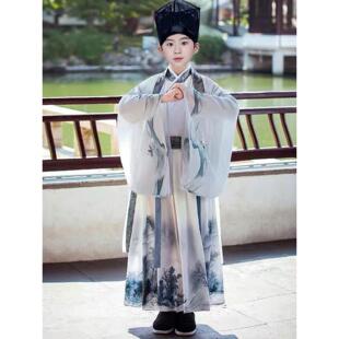 儿童古装汉服男童宋代小学生诗经论语古诗词朗诵传统文化演出服装