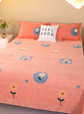 冬季毛绒牛奶绒床单加绒加厚珊瑚绒法兰绒毯子单件双面绒防滑被单