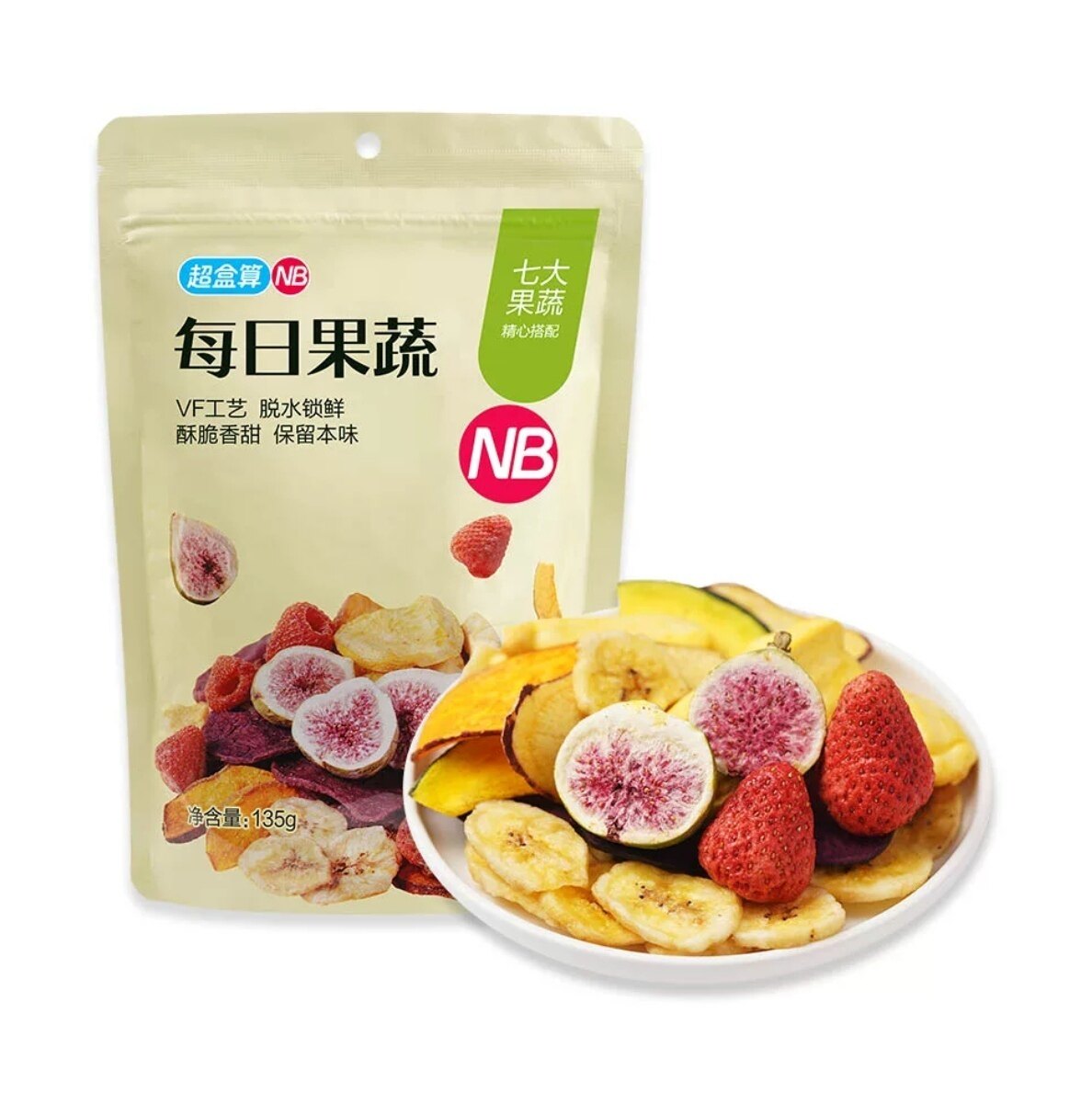 盒马代购NB每日果蔬干135g袋原色原香草莓干无花果干蔬菜干水果干