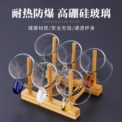高硼硅玻璃杯茶具套装带把手茶杯家用功夫水杯120ml 小容量品茗杯