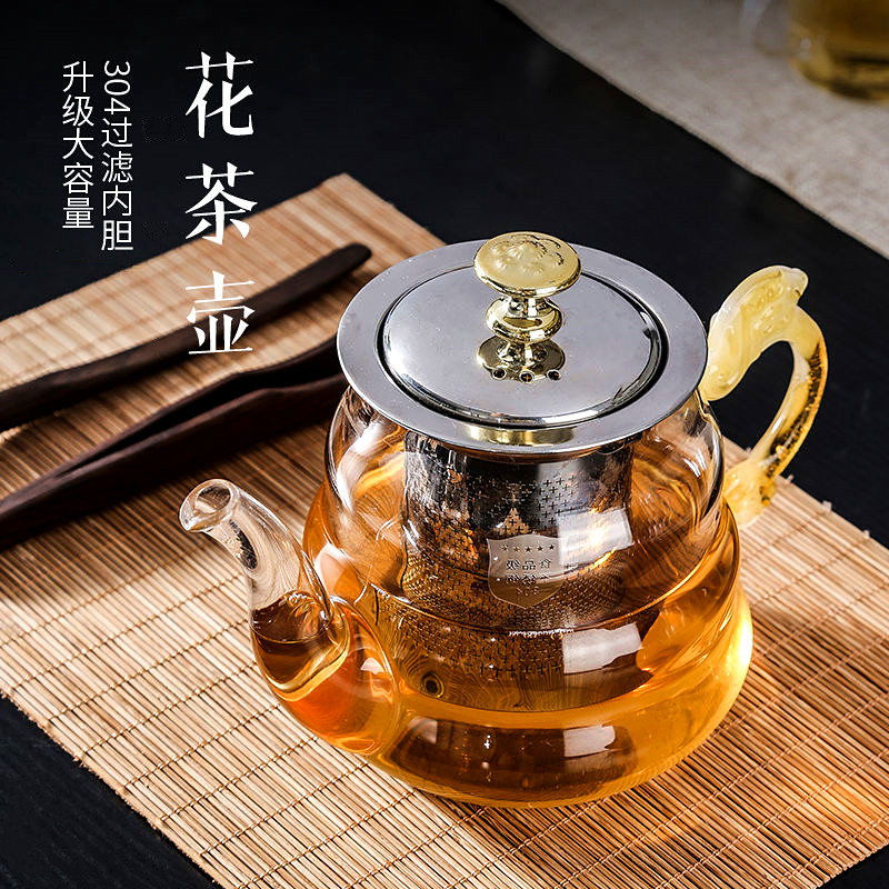 加厚耐高温明火玻璃茶壶电磁炉不锈钢煮茶器具家用办公耐热花茶具