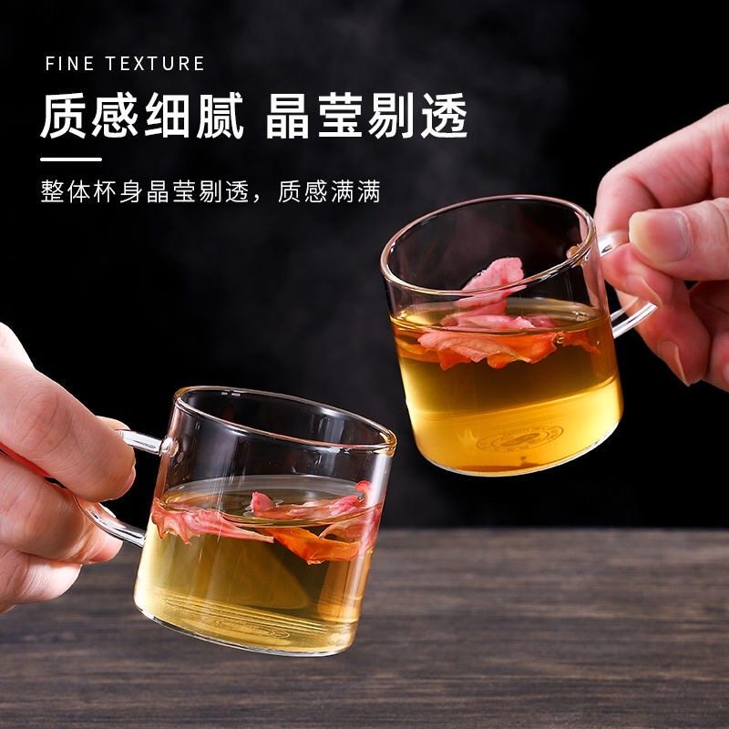 功夫茶具玻璃茶杯家用透明耐热品茗杯加厚带把主人茶碗茶具套装,餐饮具,茶杯,淘宝优惠券,粉丝福利购,淘宝优惠卷
