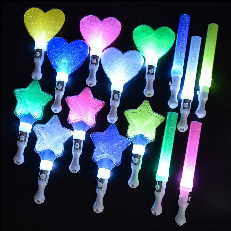 发光五角星棒闪光荧光棒爱心星星棒led发光棒演唱会应援助威道具