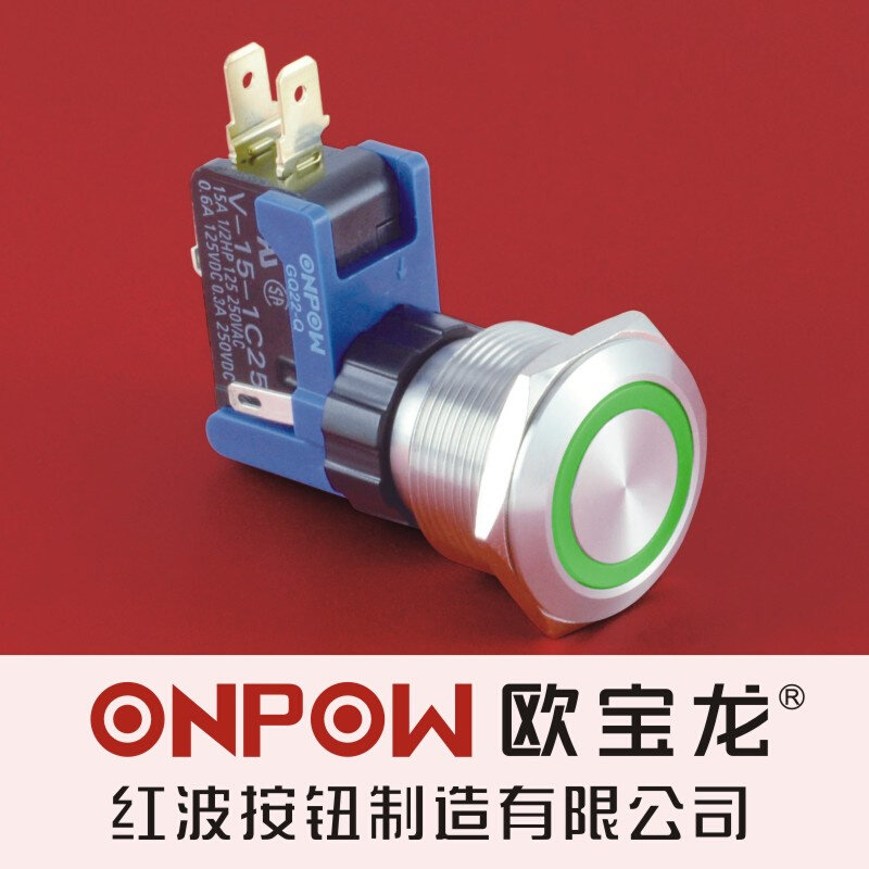 onpow中国红波按钮lca 大电流环形带灯金属按钮开关 22mm