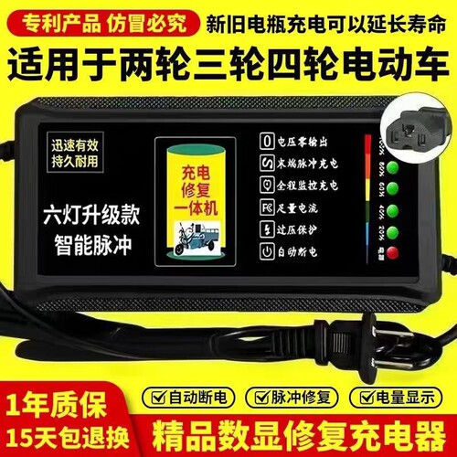 自动断电 两轮三轮电动车电瓶车充电器48V60V72V铅酸电车通用