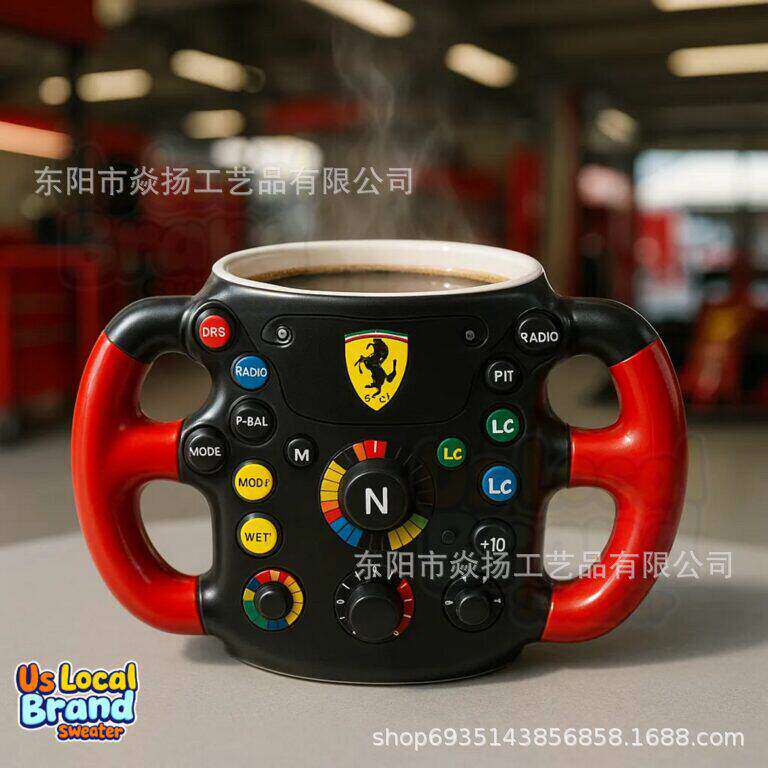跨境 F1 Steering Wheel 3D Mug F1车队方向盘3D树脂不锈钢马克杯
