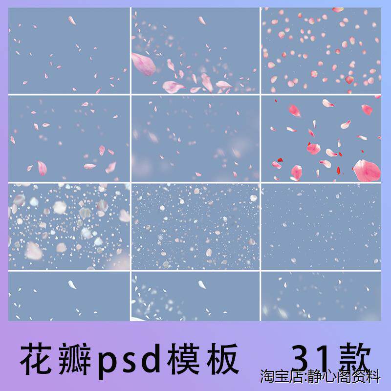 粉色白色花瓣psd模板玫瑰樱花桃花背景叠加效果图写真合成ps素材