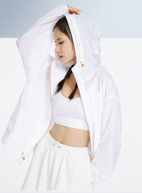 李宁 健身系列 纯色拉链连帽风衣外套 女款 白色 AFDS378-7