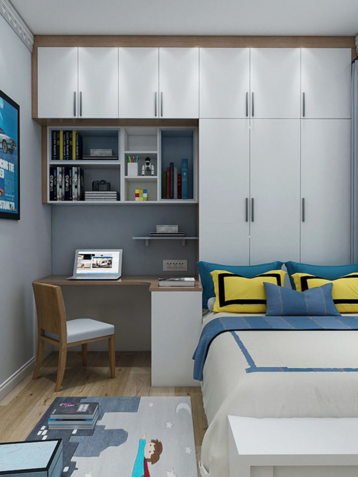 金牌衣柜全屋定制榻榻米儿童房床衣柜书桌一体组合整体定制多功能