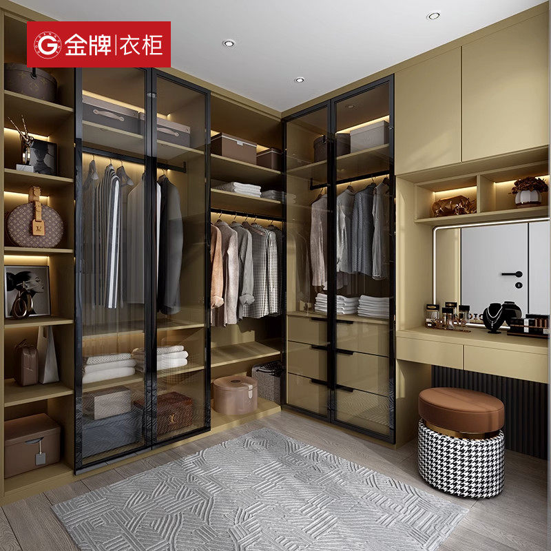 金牌衣柜全屋定制家用卧室推拉门衣帽间家具整装衣橱走入式衣柜