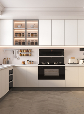 金牌整体厨柜定制石英石一体台面家用厨房橱柜定制防刮花全屋定制