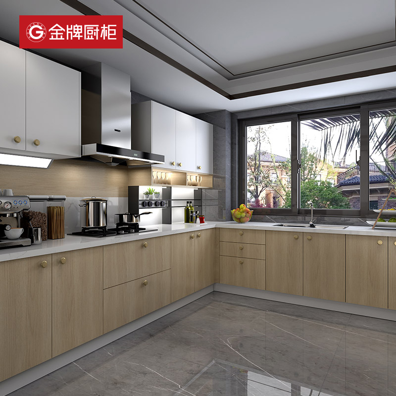 金牌衣柜 厨柜 全屋定制开放式整体厨房橱柜定制石英石台面小户型