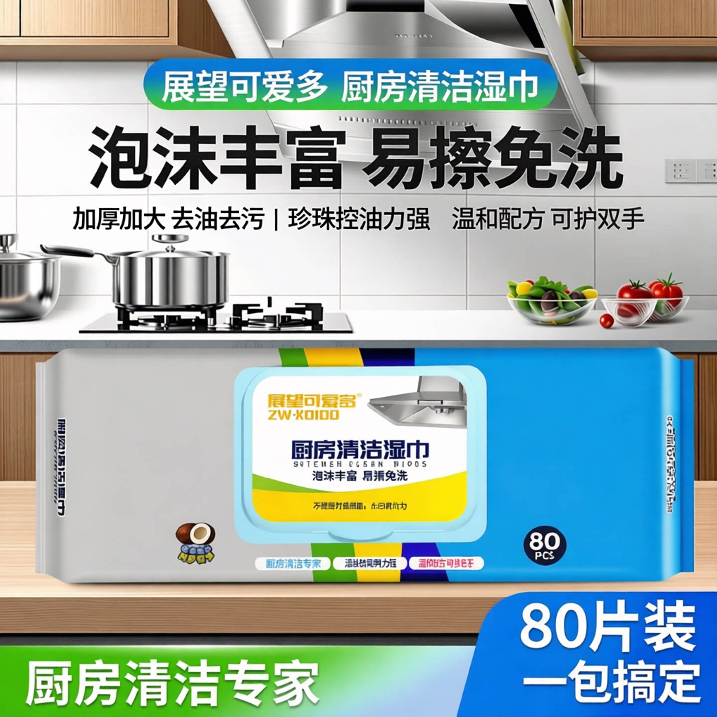 去油去污家用厨房湿巾展望可爱多图片