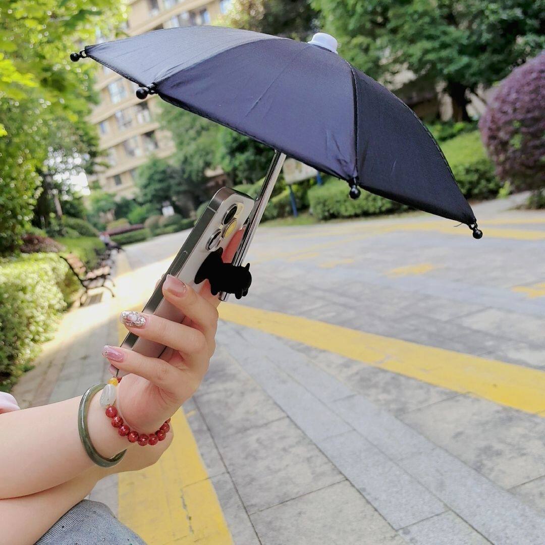 手机支架小雨伞户外手机伞小猪吸盘手机支架迷你伞小雨伞手机遮阳