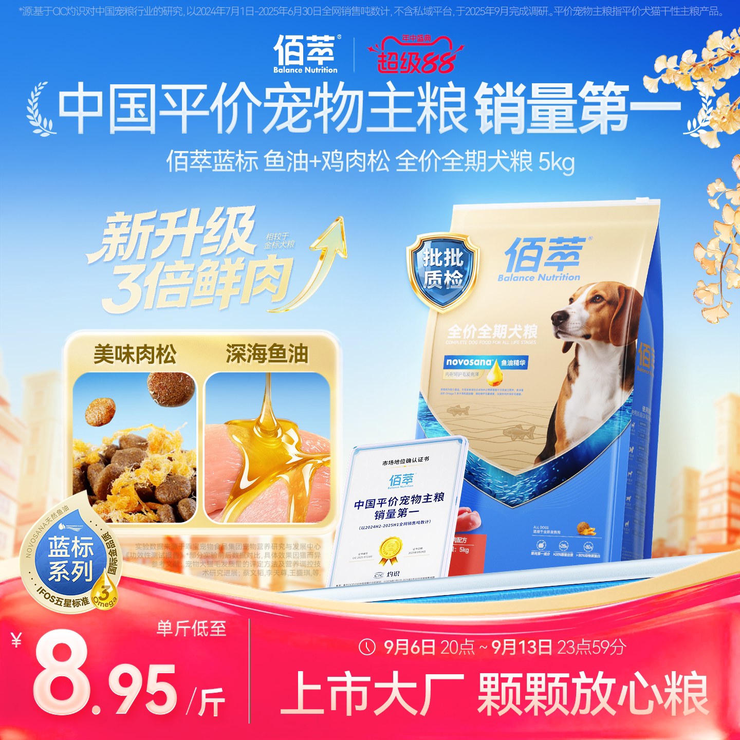 佰萃蓝标全价鱼油犬粮美毛营养图片