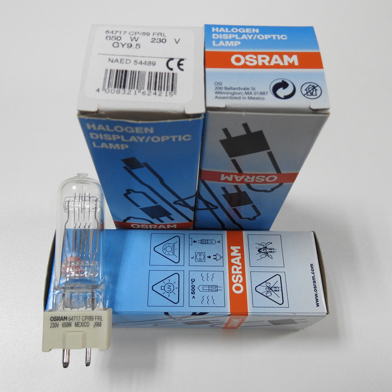OSRAM欧司朗64717 230V650W聚光灯灯泡影视暖光灯管钨丝灯泡GY9.5