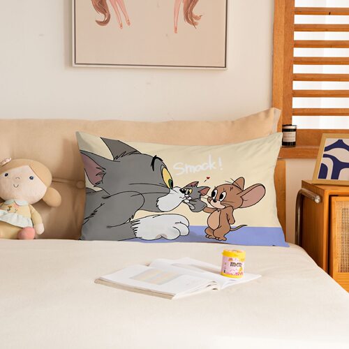 卡通可爱猫和老鼠儿童双面枕头套