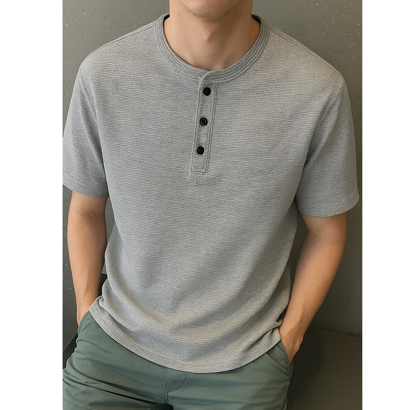 亨利领正肩短袖男款夏季高级感
