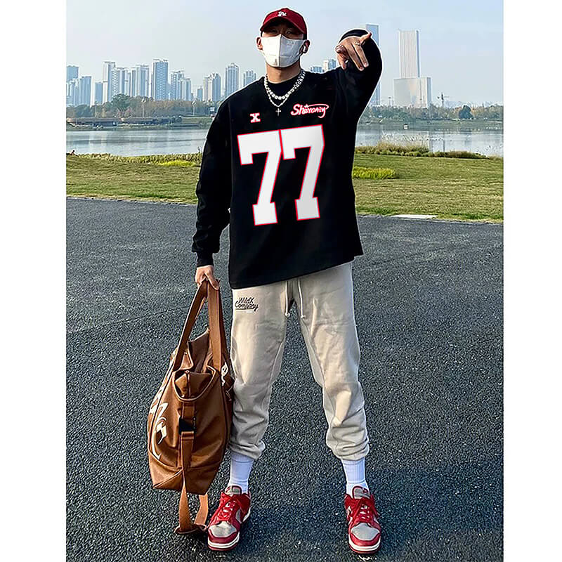 男款重磅潮牌无帽卫衣外套