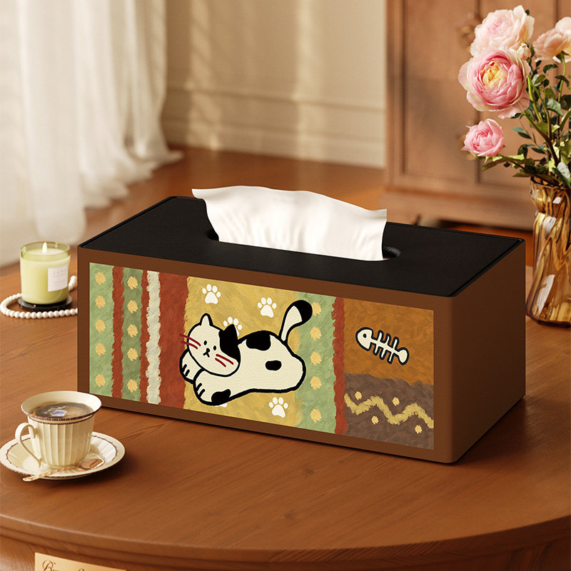 卡通纸巾盒2025新款抽纸盒客厅茶几遥控器收纳盒高档纸巾收纳一体